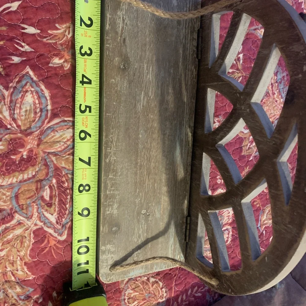 Rustic Wood Folding Wall Shelf, distressed boho style